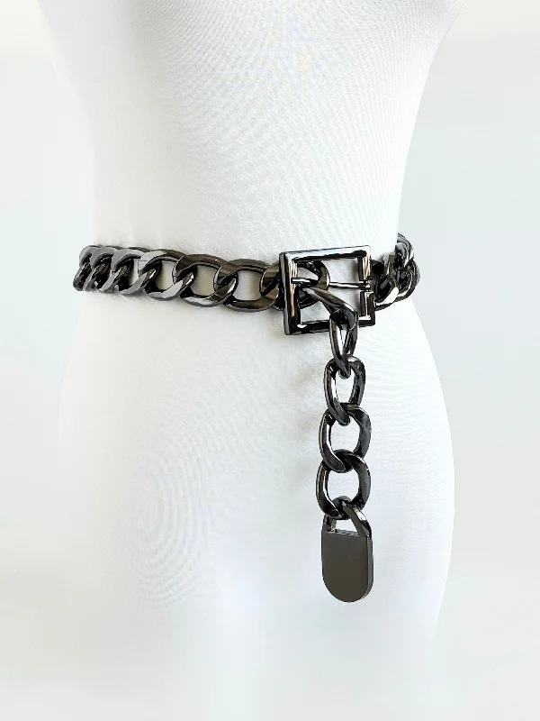 Bold Chain Statement Belt - Hematite