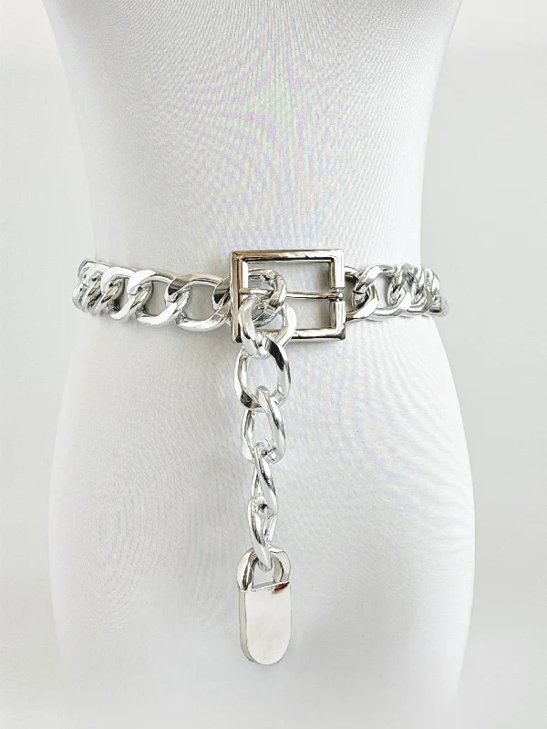 Bold Chain Statement Belt - Silver