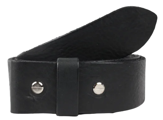 1 3/8 Inch (35mm) Wide Black Leather Belt Strap with Chicago Screws