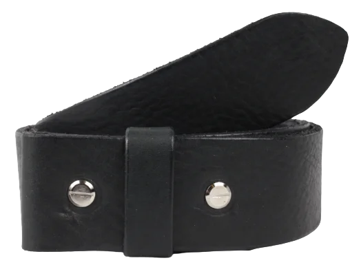 1.75 Inch (45mm) Wide Black Leather Belt Strap with Chicago Screws