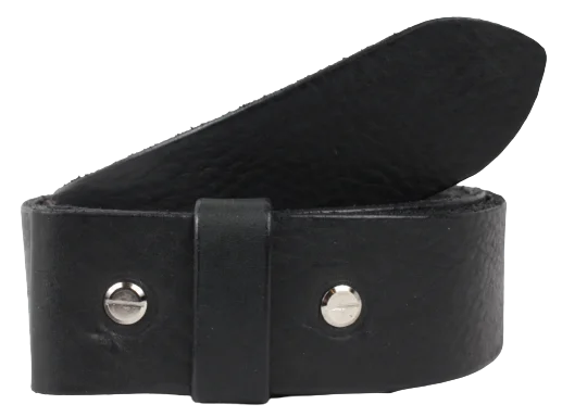 1 Inch (25mm) Wide Black Leather Belt Strap with Chicago Screws