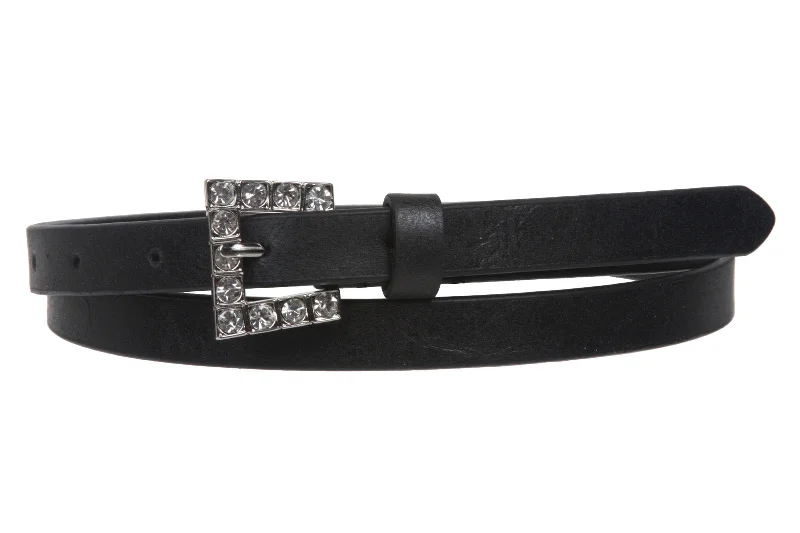 Women's 1/2" (13 mm) Skinny Rhinestone Non Leather Belt