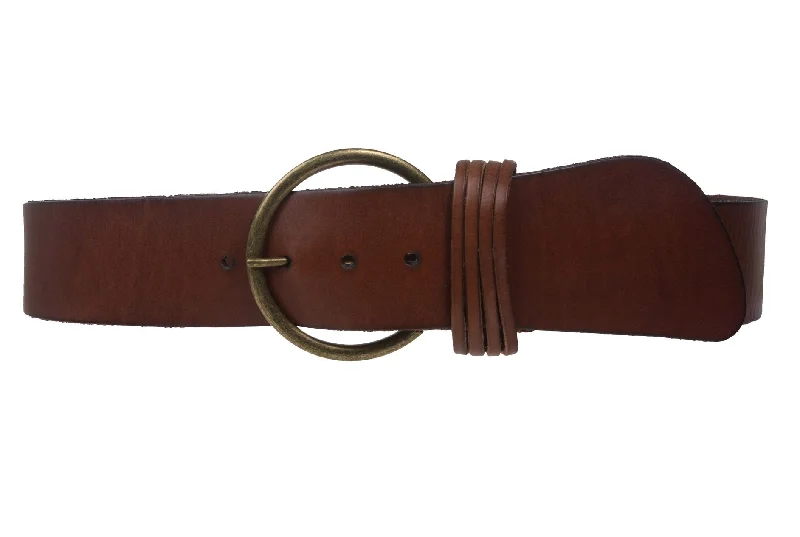 Women's High Waist Round Full Grain Taper Leather Belt