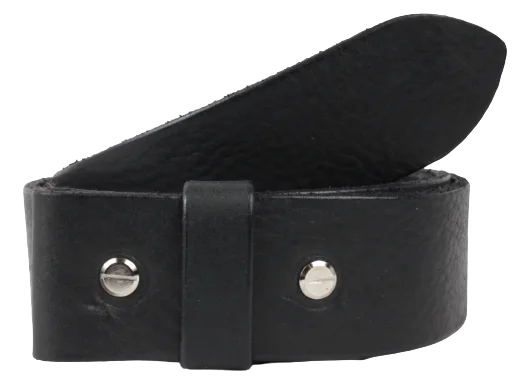 2 Inch (50mm) Wide Black Leather Belt Strap with Chicago Screws