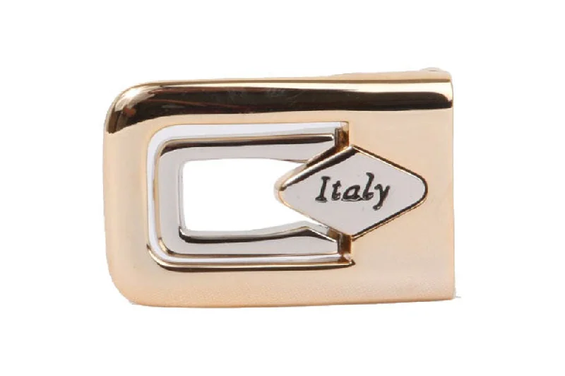 1 1/8 Inch (28 mm) Gold & Silver Two Tones Clamp Belt Buckle