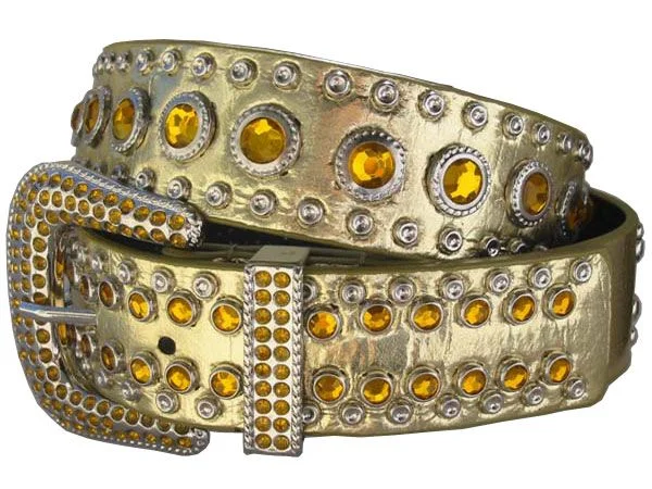 Western Rhinestone Metallic Studded Non-leather Belt