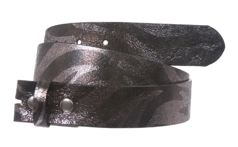 1 1/2''  Snap on Zebra Print  Metallic leather Strap