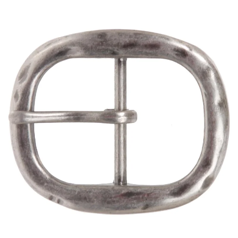 1 1/2" (38 mm) Single Prong Center Bar Oval Hammered Belt Buckle