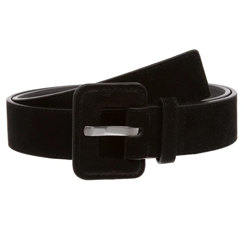 1 1/2" Inch Stitching-Edged Suede Leather Belt