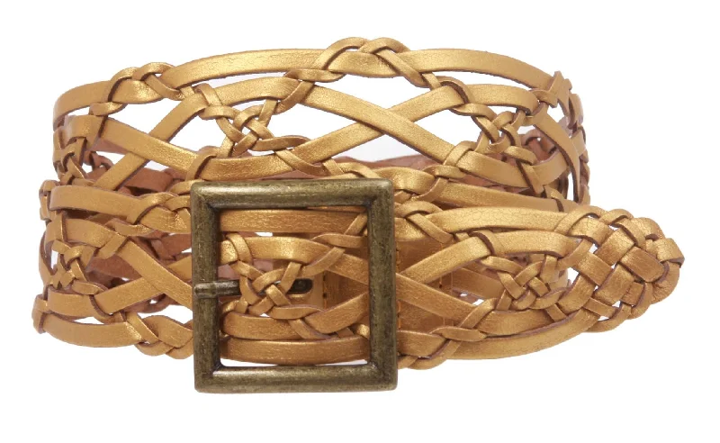 Women's 1 1/2" Braided Woven Leather Square Belt