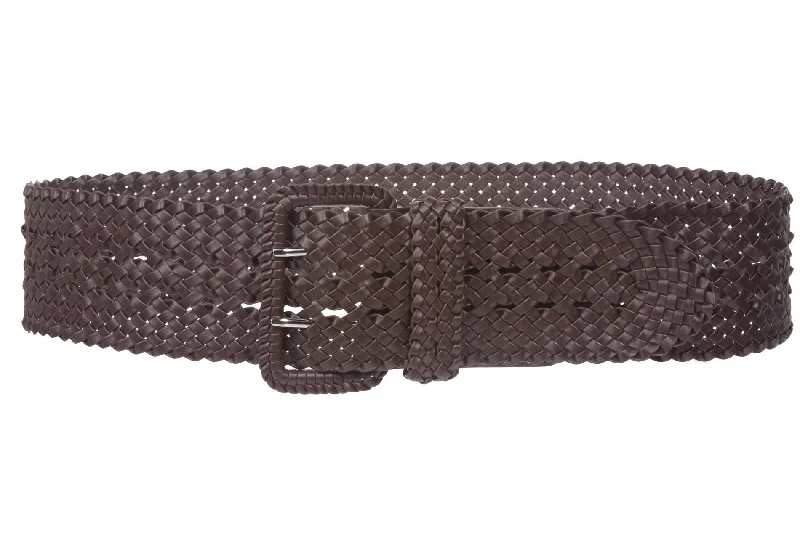 Women's 3" Wide Hand Made Braided Square Buckle Belt