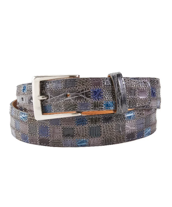 w.kleinberg Crocodile-Lizard Patchwork Belt