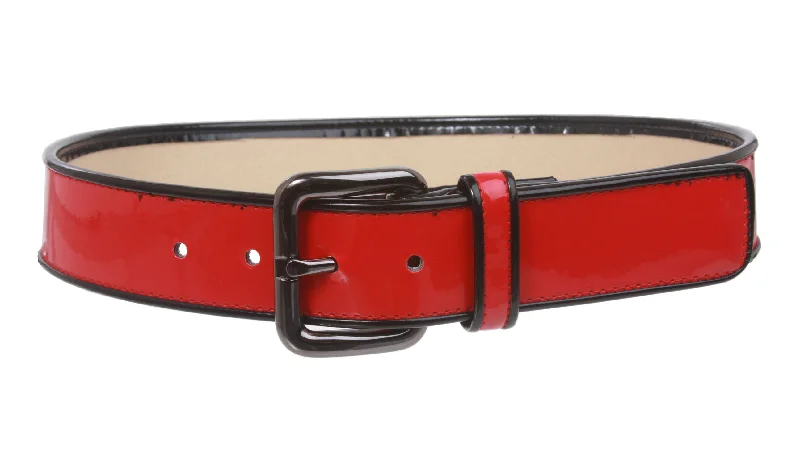 Ladies Piping Edged Patent Leather High Waist Fashion Belt