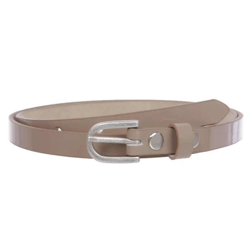 1/2" (14 mm) Women's Snap On Skinny Patent Leatherette Belt