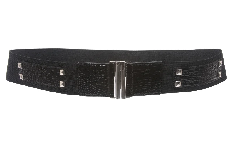 1 3/4" Ladies High Waist Studded Fashion Stretch Belt