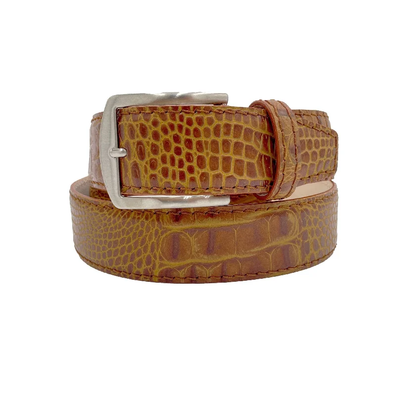 Antique Faux Crocodile Belt - Gold - 40mm