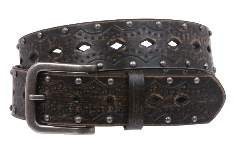 Snap on Studded Vintage Embossed Jean belt