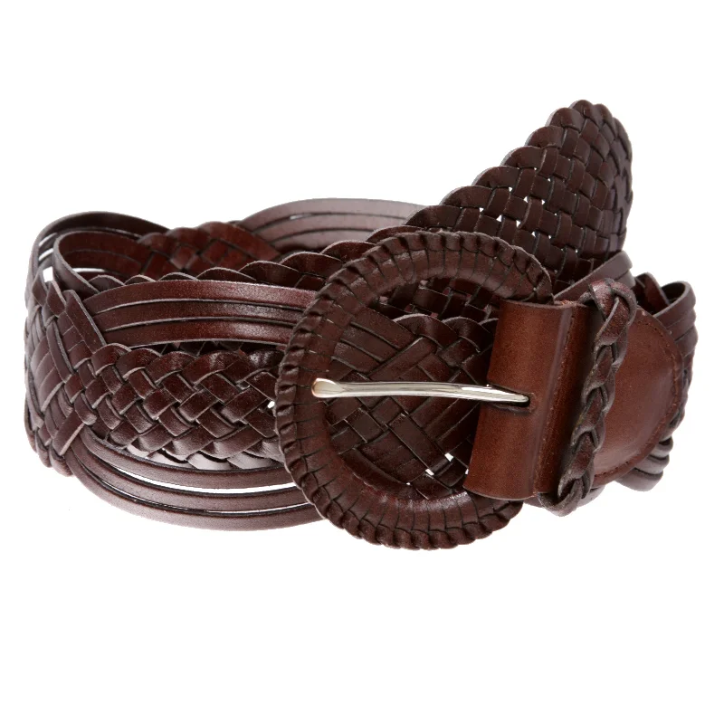 2" (50 mm) Genuine Leather Braided Woven Belt