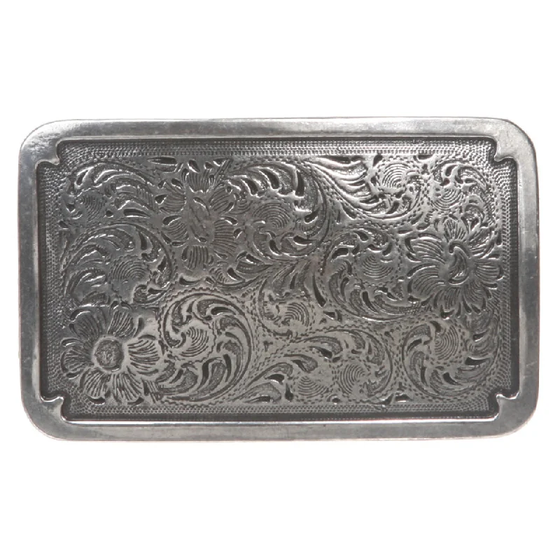 Western Rectangular Floral Antique Belt Buckle