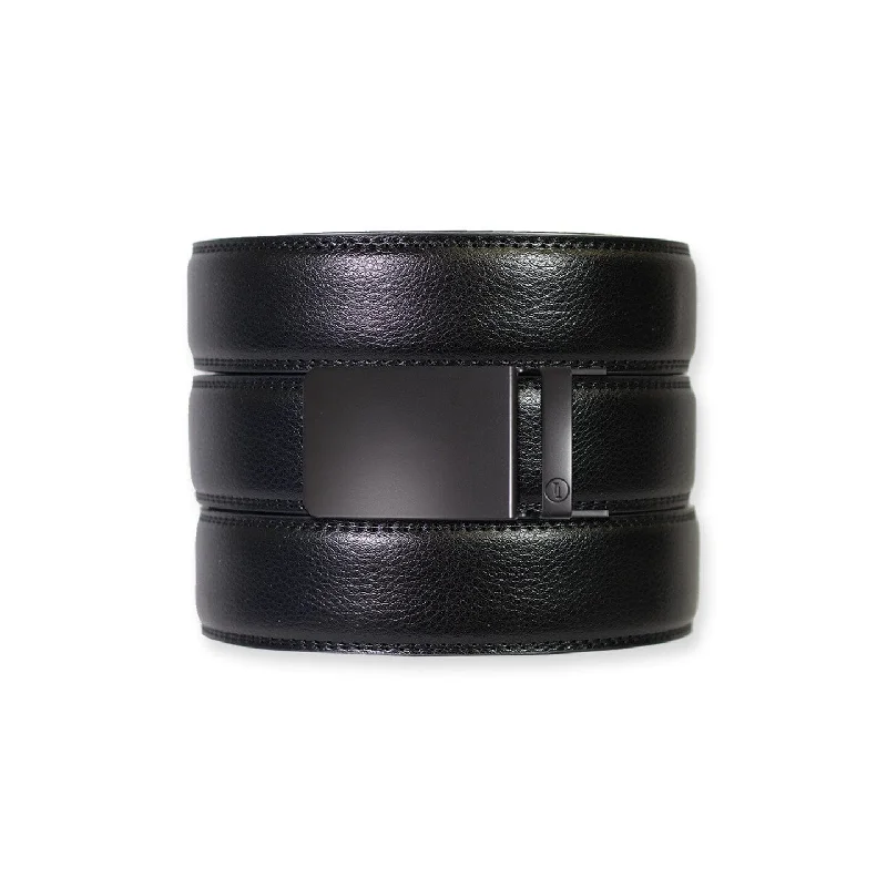 Black Leather Ratchet Belt & Buckle Set