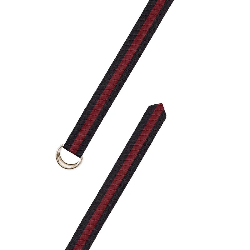 Black & Maroon Grosgrain Ribbon D-Ring Belt