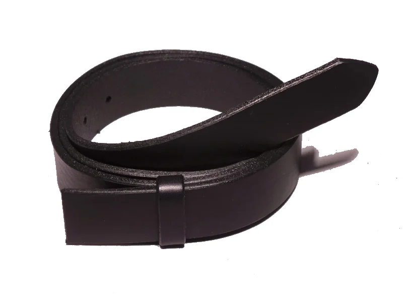 Blank Black Leather Belt Strap 1 1/4 Inch 32mm Wide Squared End