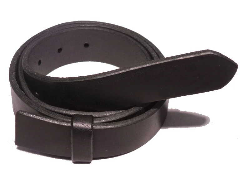 Blank Black Leather Belt Strap 1 1/8 Inch 28mm Wide Squared End