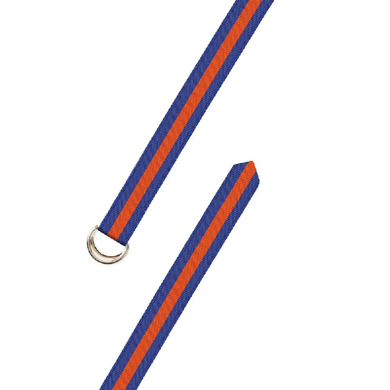 Blue & Orange Grosgrain Ribbon D-Ring Belt