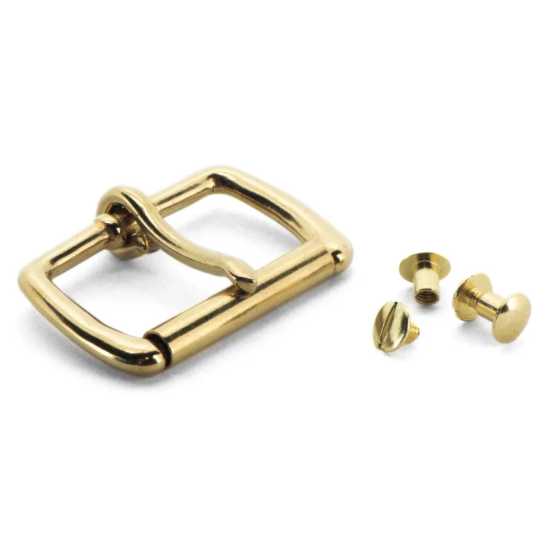 Brass Roller Buckle with Chicago Screws