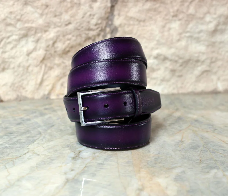 Burnished Calfskin Belt Purple