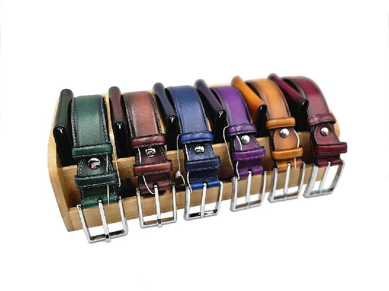 Burnished Calfskin Leather Belt