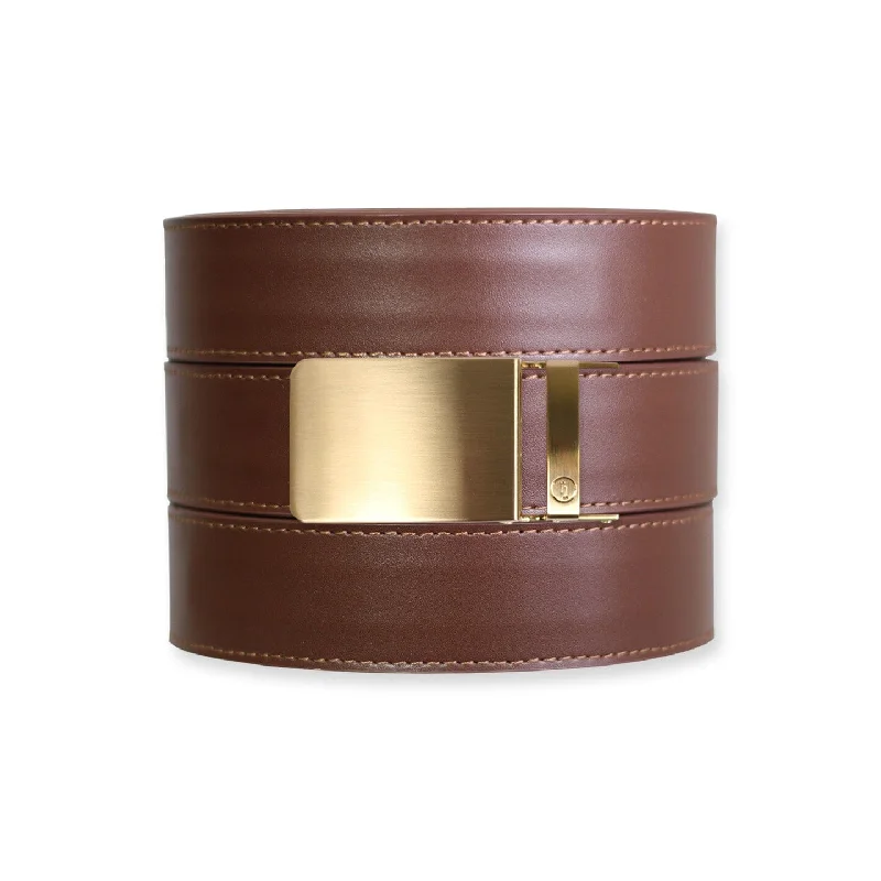 Chestnut Top Grain Leather Ratchet Belt & Buckle Set