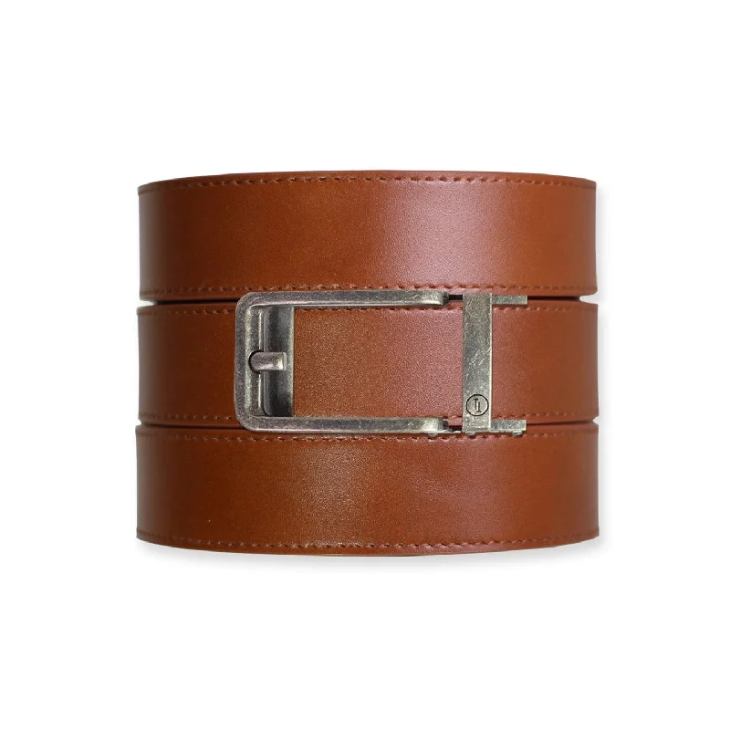 Cognac Top Grain Leather Ratchet Belt & Buckle Set