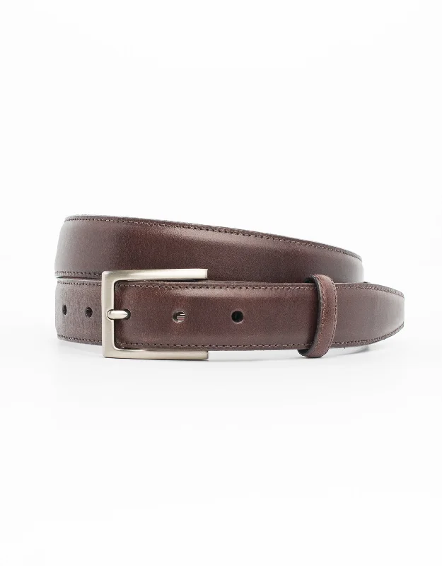 BROWN WITH SILVER ITALIAN LEATHER BELT