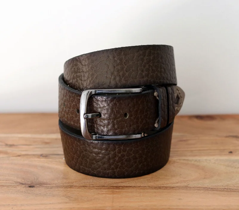 Pebbled Leather Belt Olive