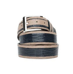 Corrente Perforated Calfskin Belt Navy