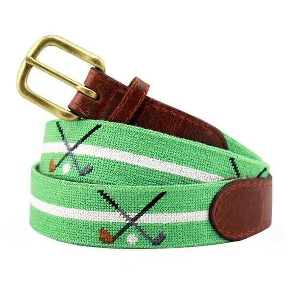 Crossed Clubs Needlepoint Belt