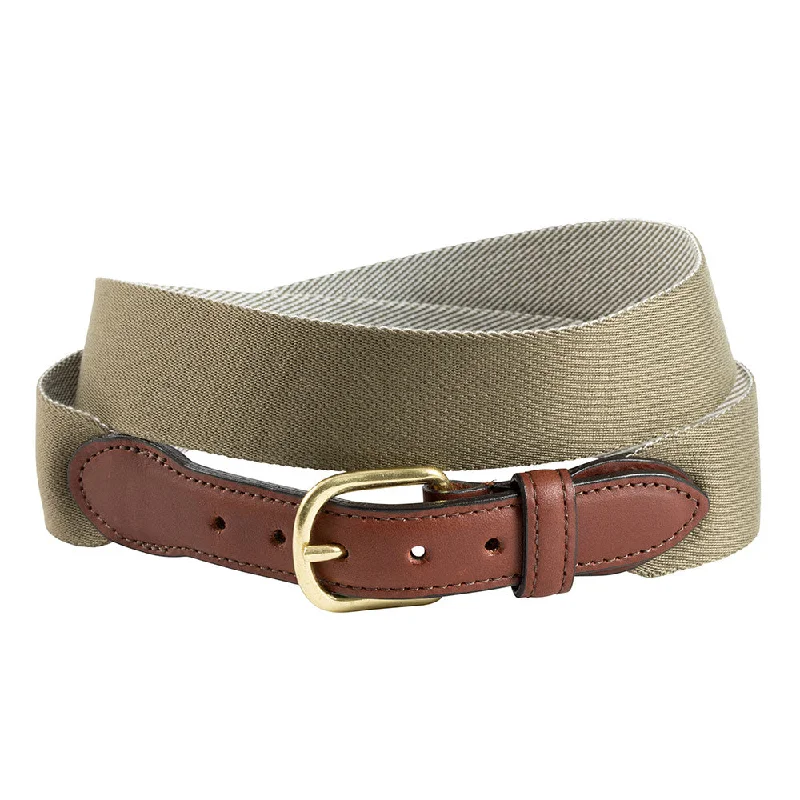 Dark Khaki Wide Belgian Surcingle Leather Tab Belt