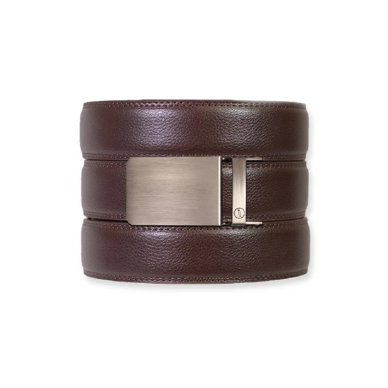 Espresso Leather Rachet Belt & Buckle Set