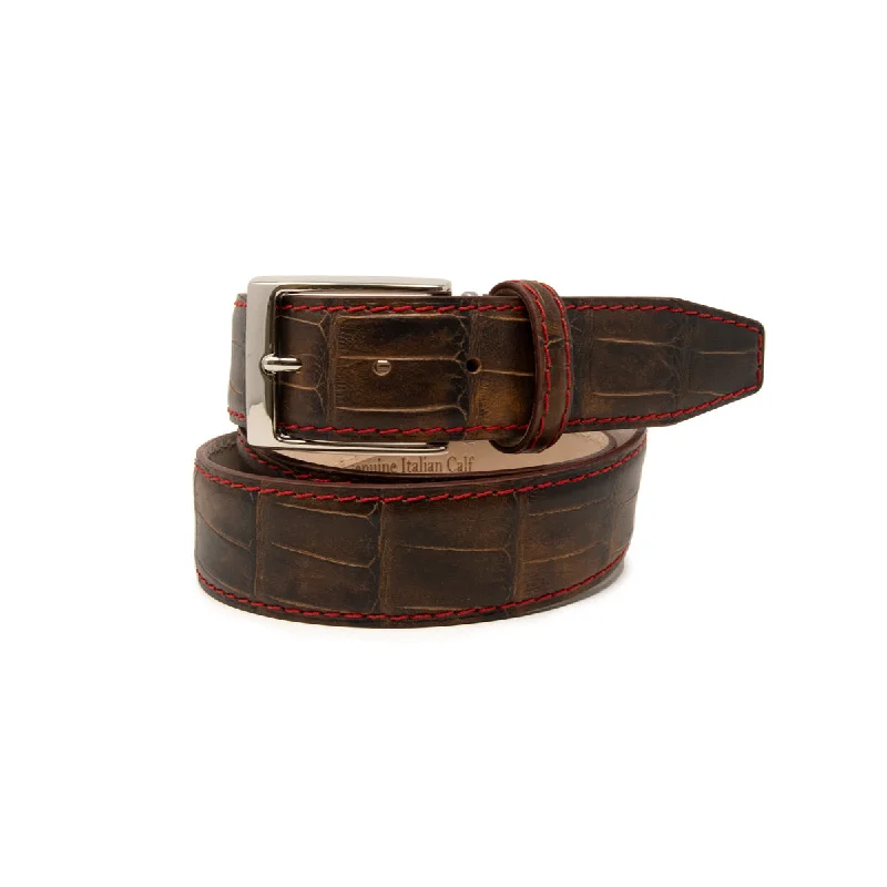 Faux Alligator Tail Belt - Tobacco - 40mm