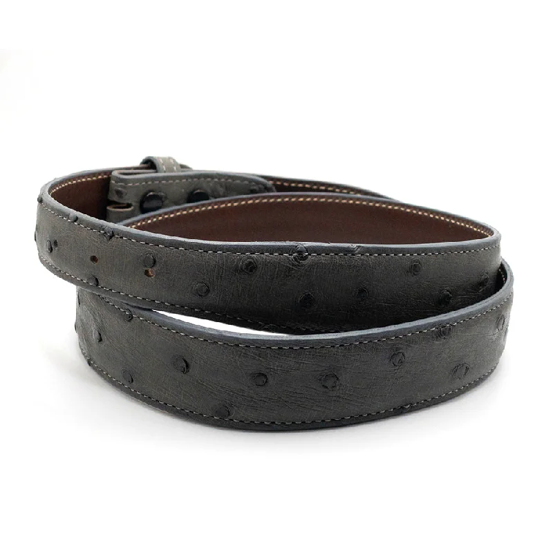 Gray Full Quill Ostrich Belt Straps