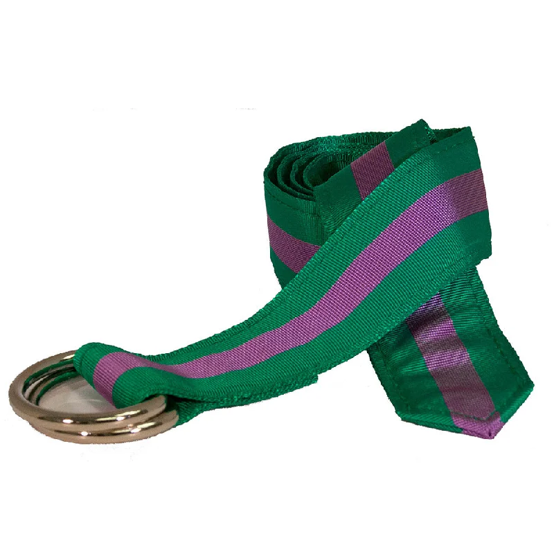 Green & Purple Grosgrain Ribbon D-Ring Belt