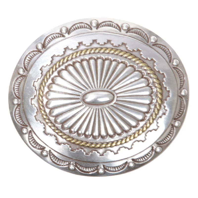 Western Oval Engraved Two Tone Belt Buckle