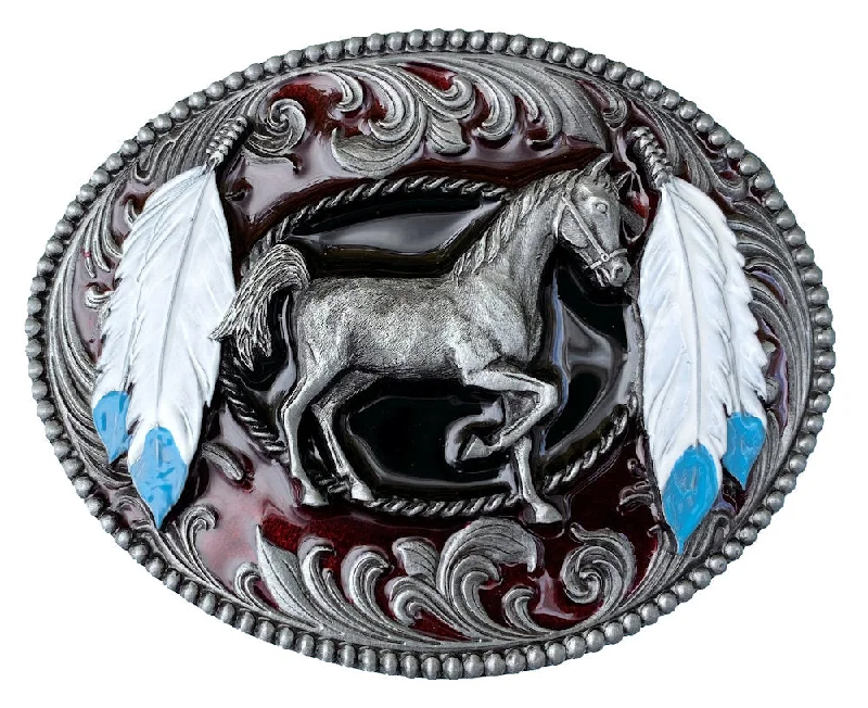 Horse and Feathers Belt Buckle