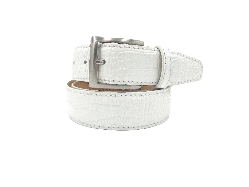 Italian Matte Mock Crocodile - White - 40mm