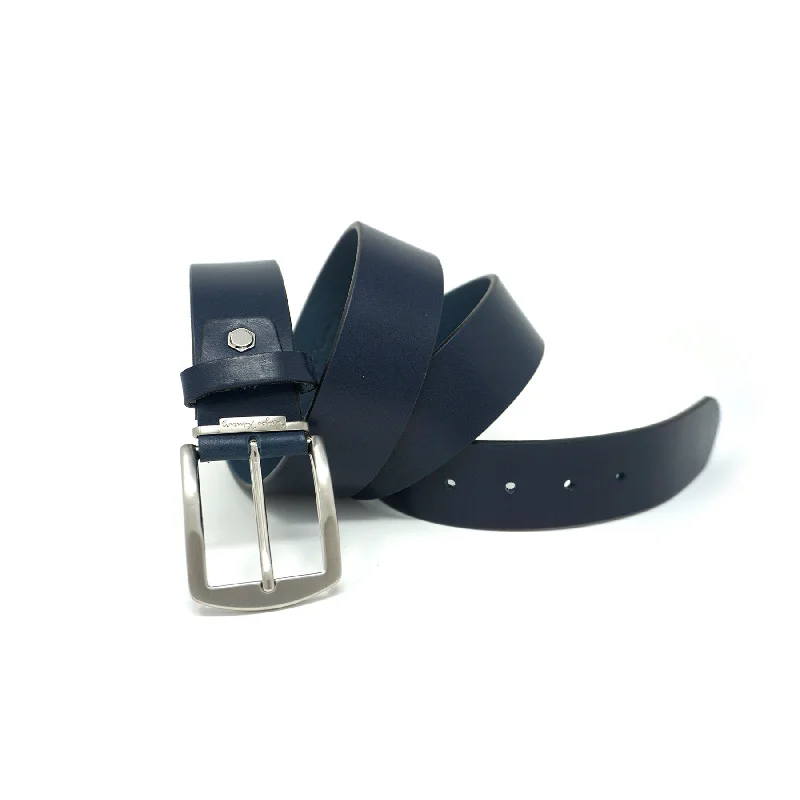 Italian Vachetta Leather Belt - Navy - 40mm