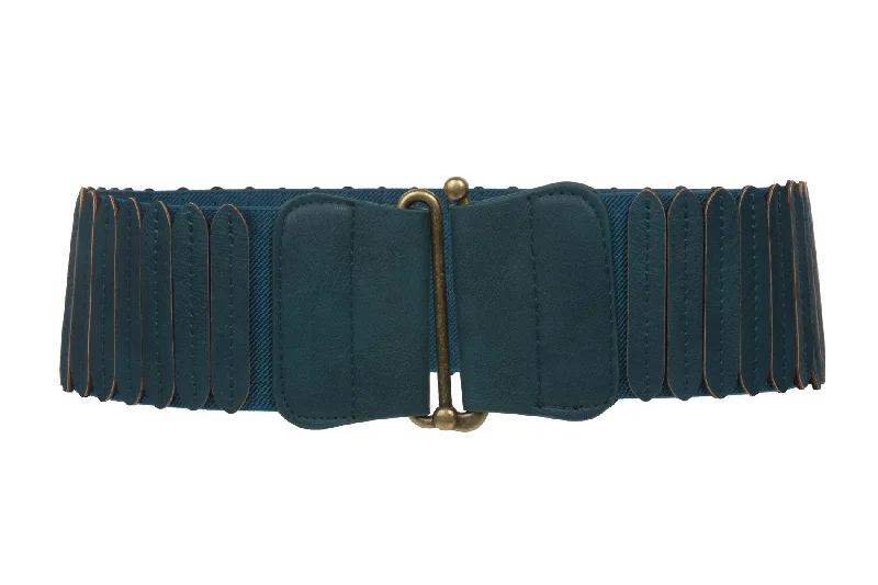 Women's 3" Wide High Elastic Waist Belt With Metal Hook Buckle