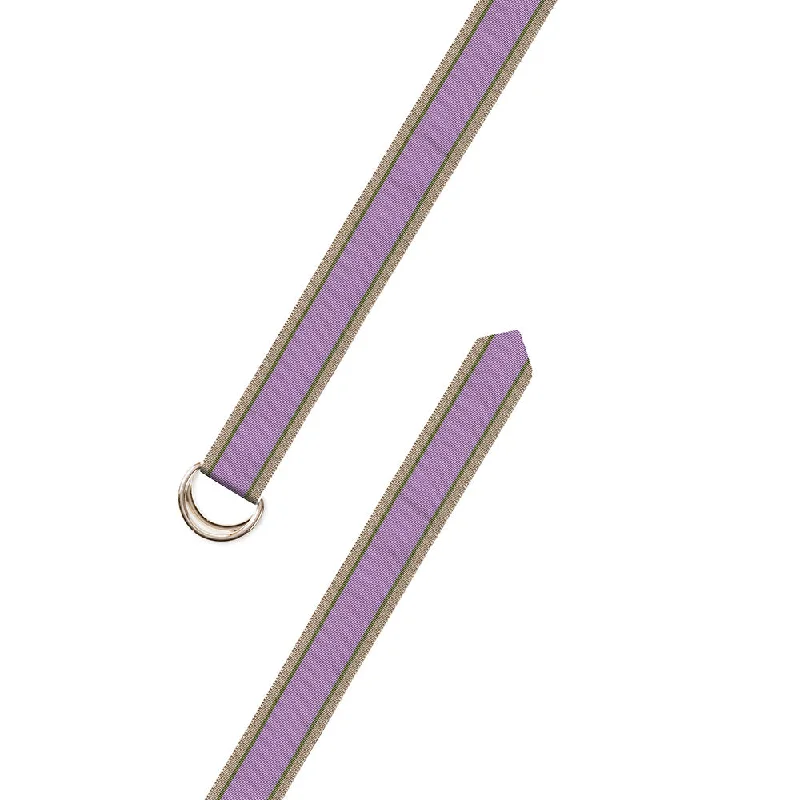 Lavender, Olive & Tan Grosgrain Ribbon D-Ring Belt