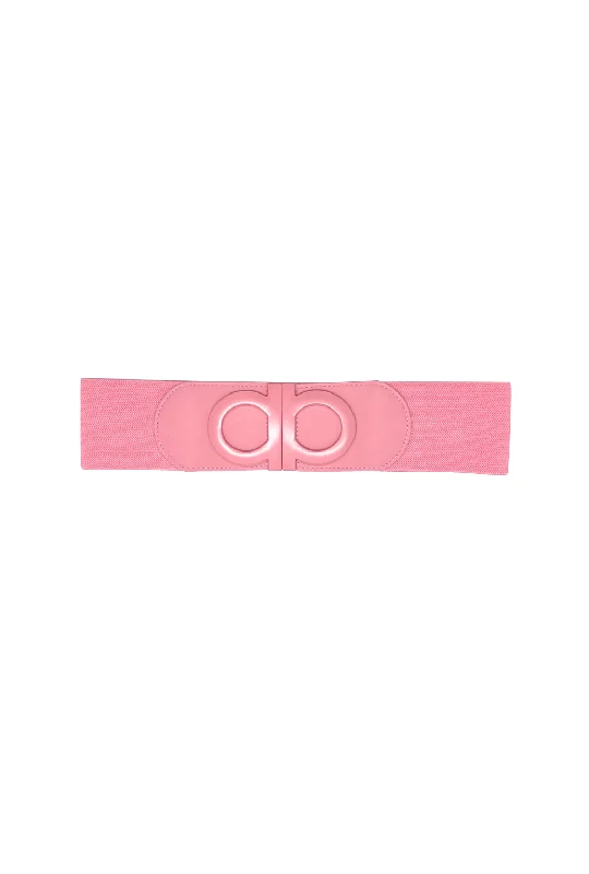 Matte Double Buckle Stretch Belt - Flamingo