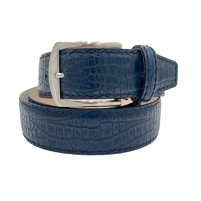 Italian Mock Crocodile Belt - Royal Blue